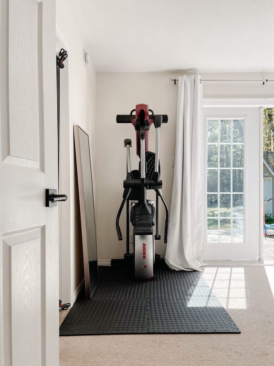 Is it possible to make a small home gym look good in a bedroom?