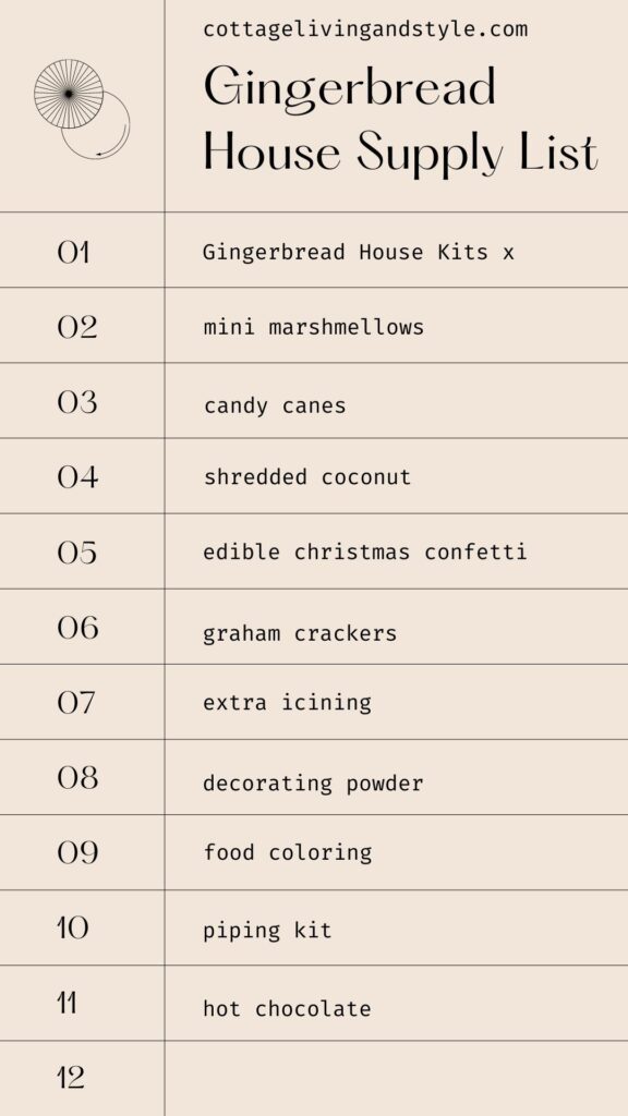Gingerbread house supply list