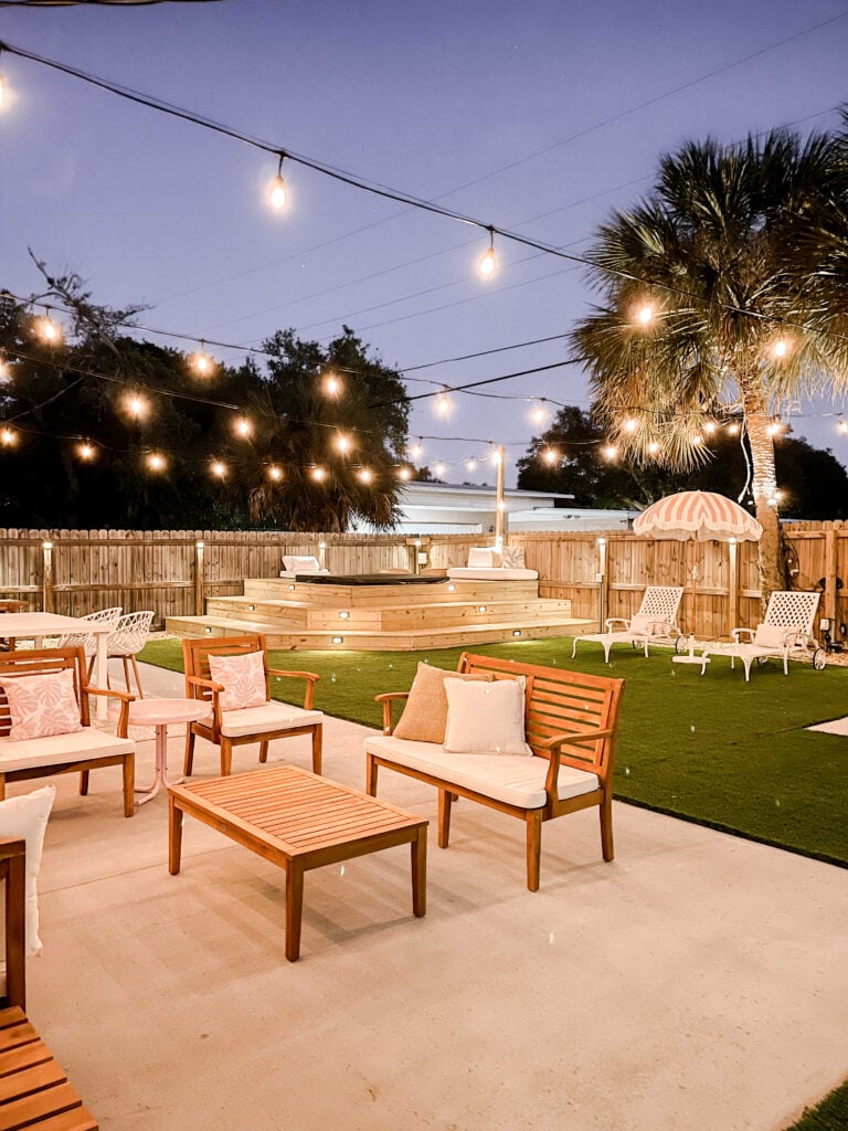 Airbnb with patio lights