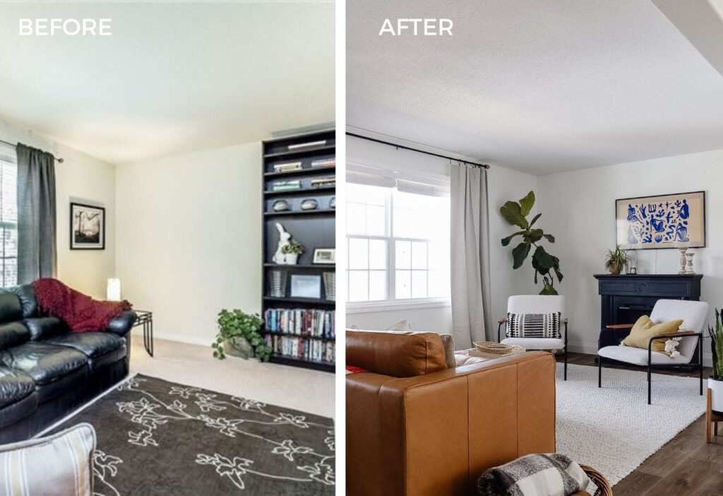 living room makeover before and after