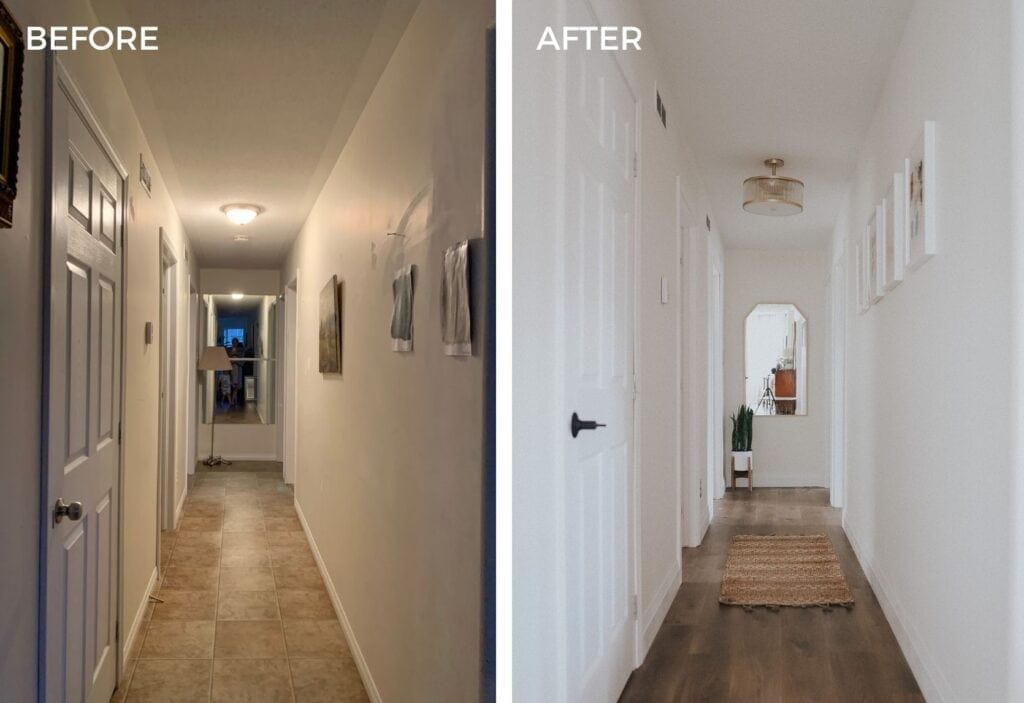 how to brighten a dark narrow hallway