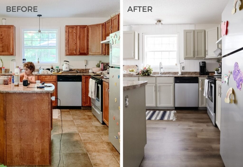 Should You Paint Your Oak Cabinets Www Cintronbeveragegroup Com   Painting Oak Cabinets Before And After 1024x703 