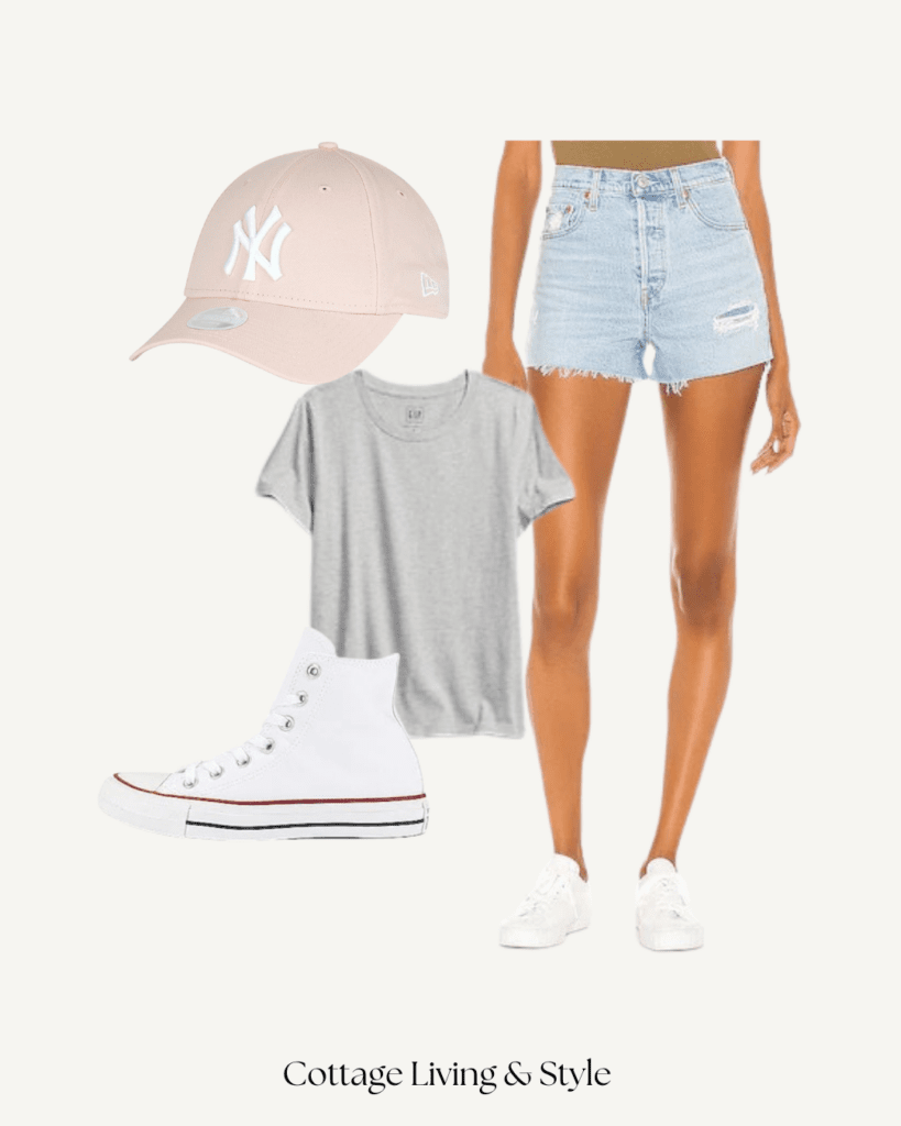 How to style a hat with denim shorts in 2023