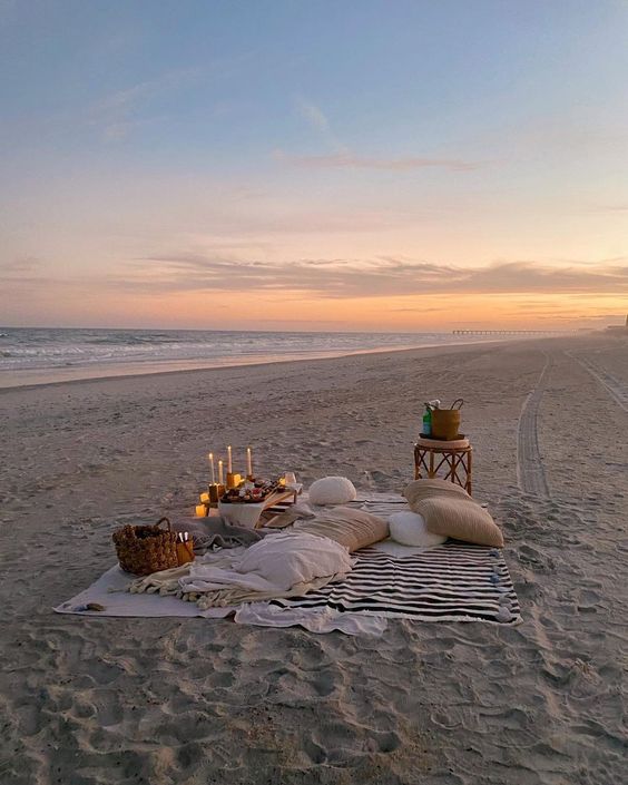 Romantic Beach picnic at night