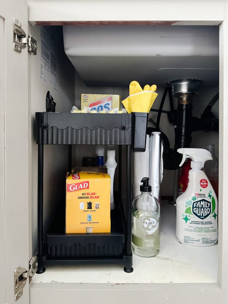 how to organize under the kitchen sink